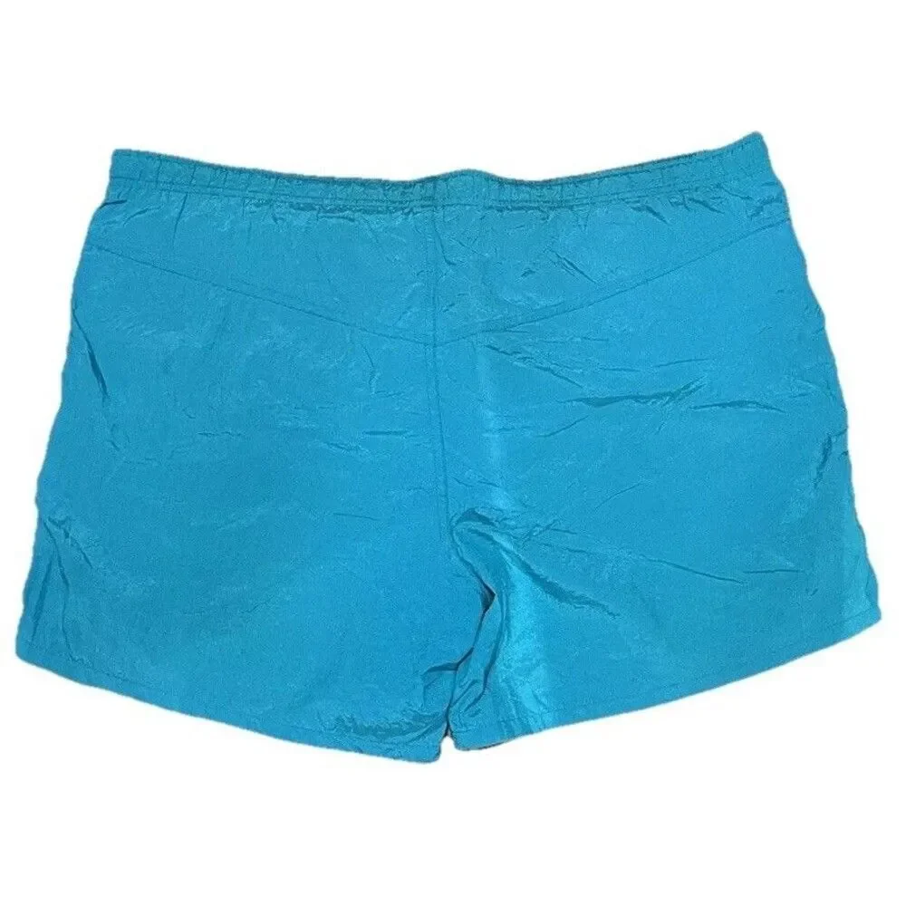Vintage Speedo Swim Trunks Size Large Lined High Waist Drawstring Pockets Blue